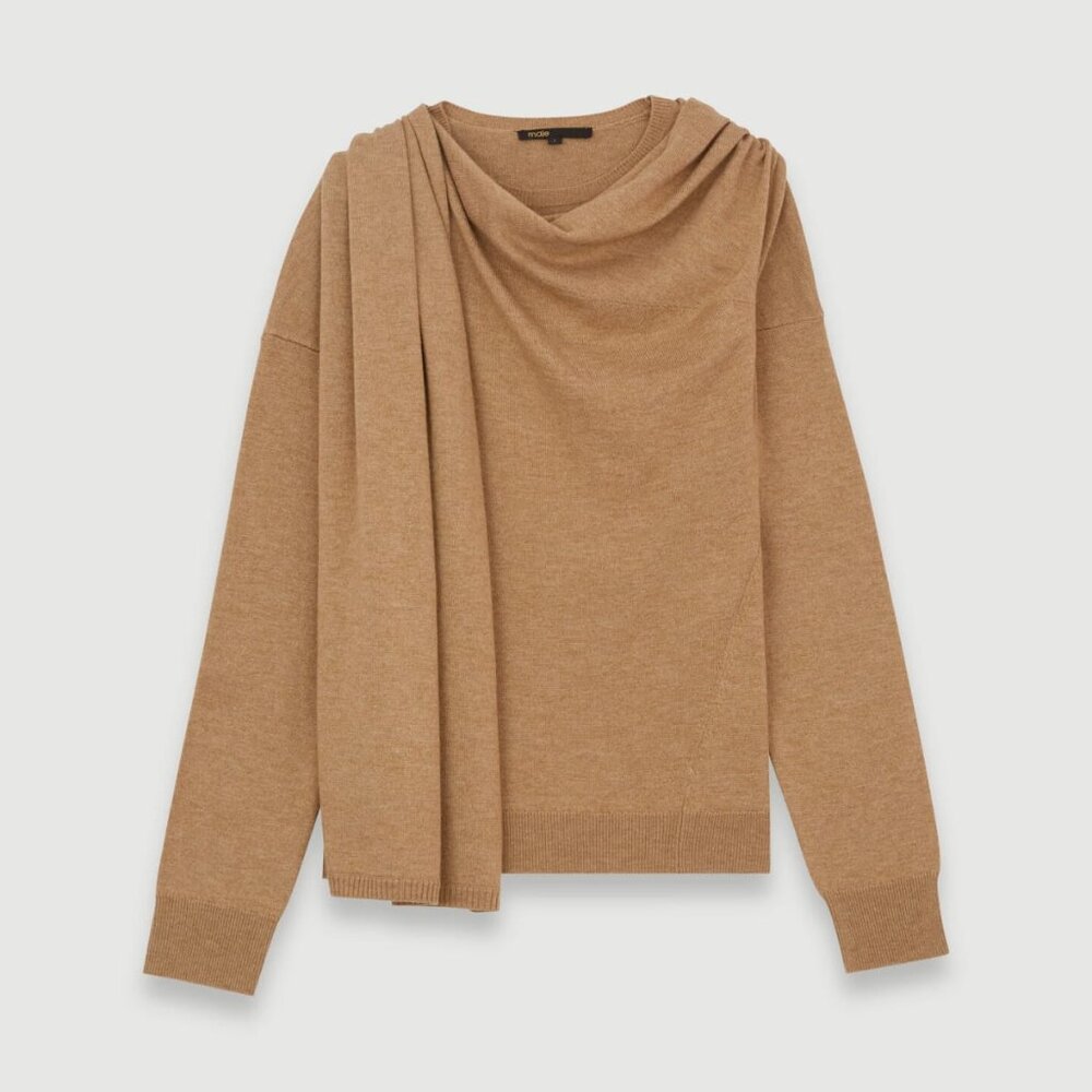 Maje long-sleeved sweater with scarf-style collar